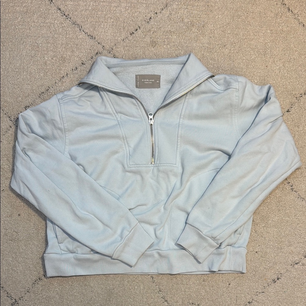 Everlane Light Blue Quarter-Zip Pullover